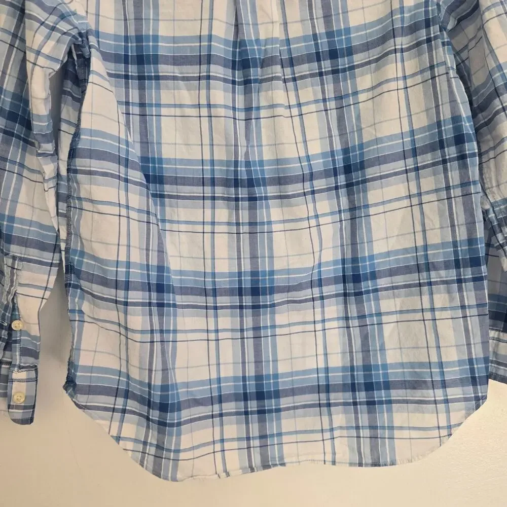 Ralph Lauren Boy Teen Tween Button Down Shirt Plaid Cotton School Basics Large